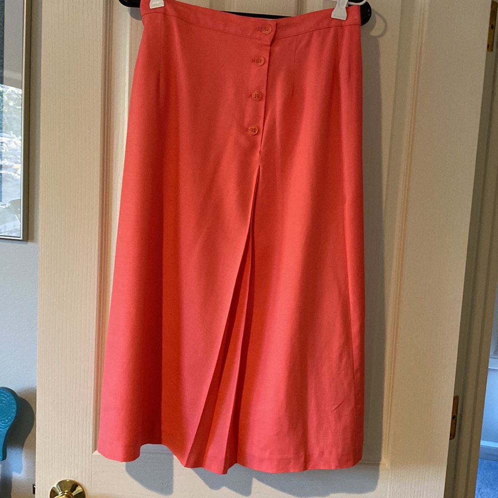 Laura Henson Linen And Rayon Coral MIDI Skirt